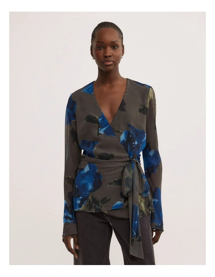 Sheer Wrap Shirt in Multicolour Floral image 1
