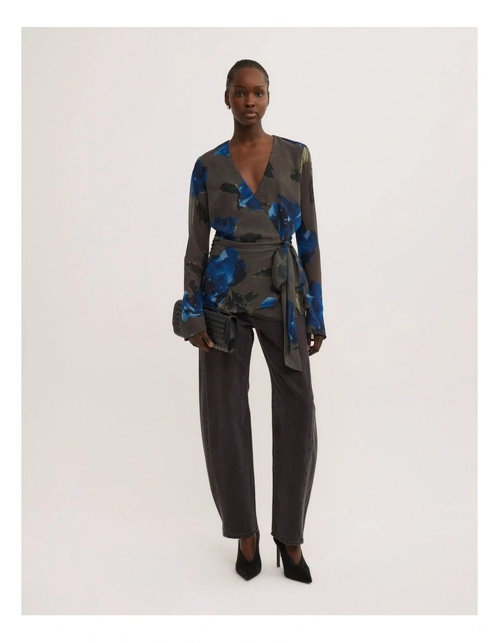 Sheer Wrap Shirt in Multicolour Floral image 2