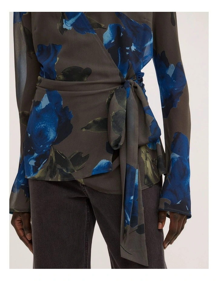 Sheer Wrap Shirt in Multicolour Floral image 4