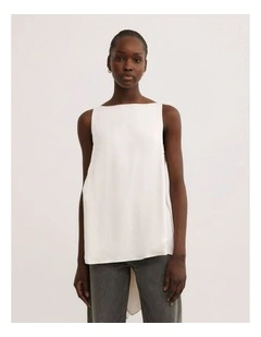 Back Ruffle Tank Top in Vanilla