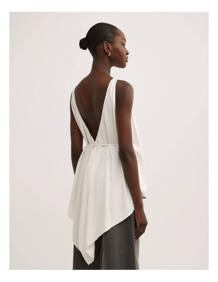 Back Ruffle Tank Top in Vanilla image 2