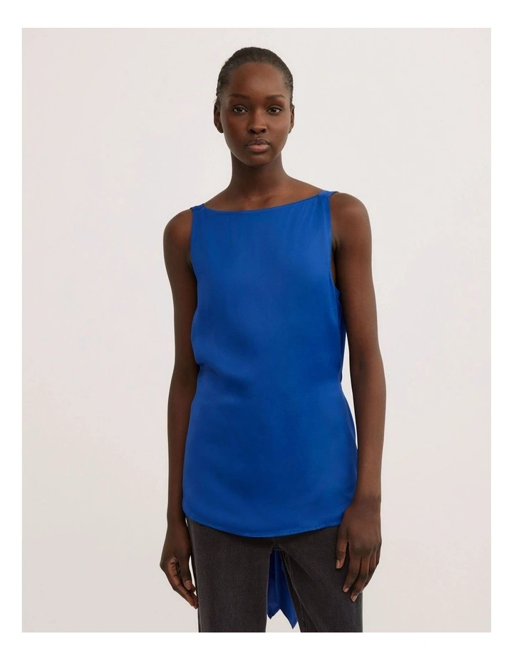 Back Ruffle Tank Top in Cobalt image 1