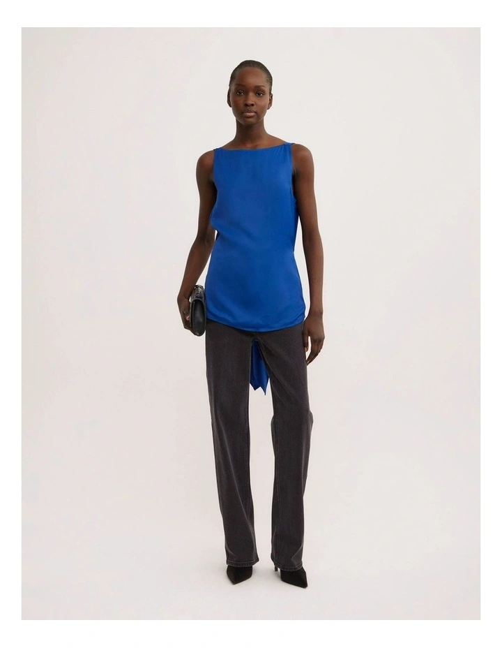 Back Ruffle Tank Top in Cobalt image 2