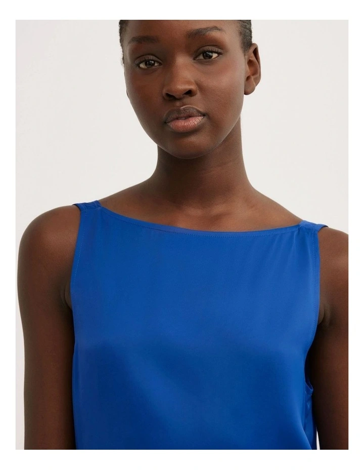 Back Ruffle Tank Top in Cobalt image 3