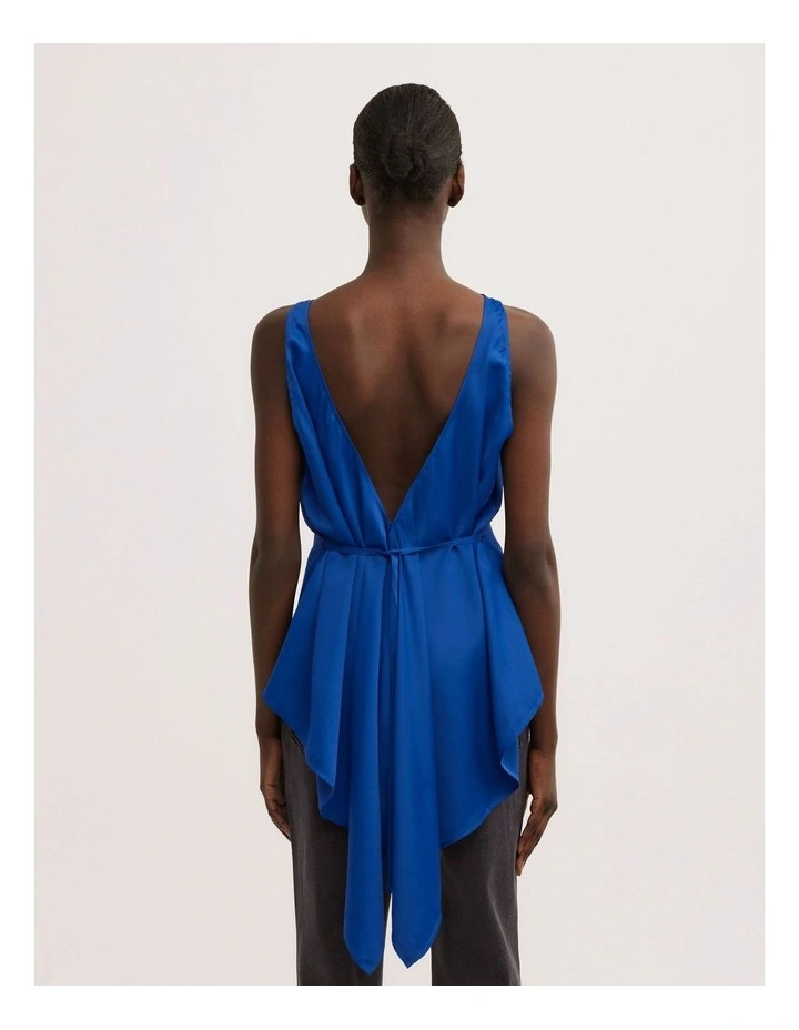 Back Ruffle Tank Top in Cobalt image 5