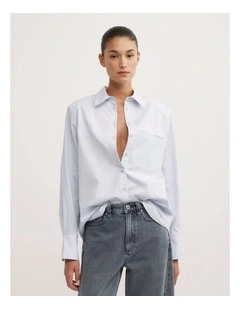 Strong Shoulder Shirt in Pale Blue