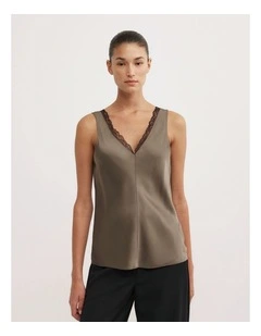 Trim Detail Camisole in Deep Sage