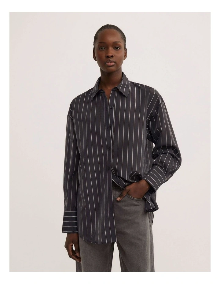 Scarf Tie Shirt in Black Stripe image 3