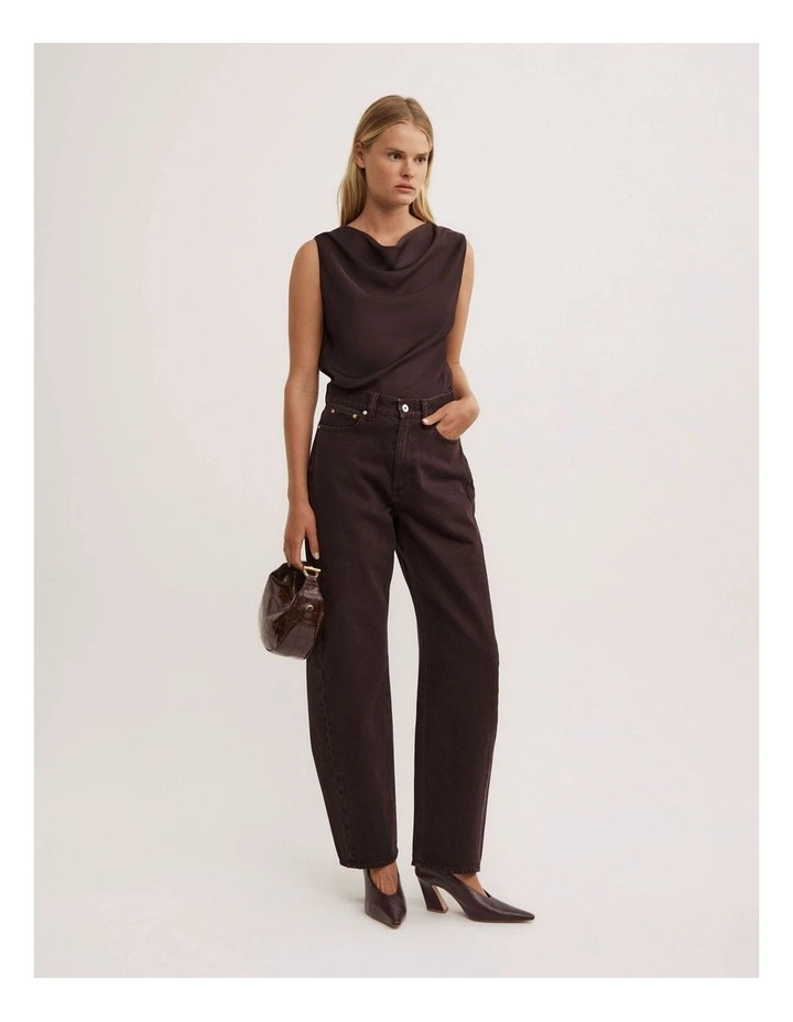 Soft Cowl Tank Top in Espresso image 2