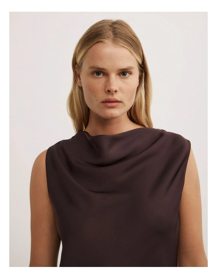 Soft Cowl Tank Top in Espresso image 3