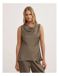 Soft Cowl Tank Top in Deep Sage