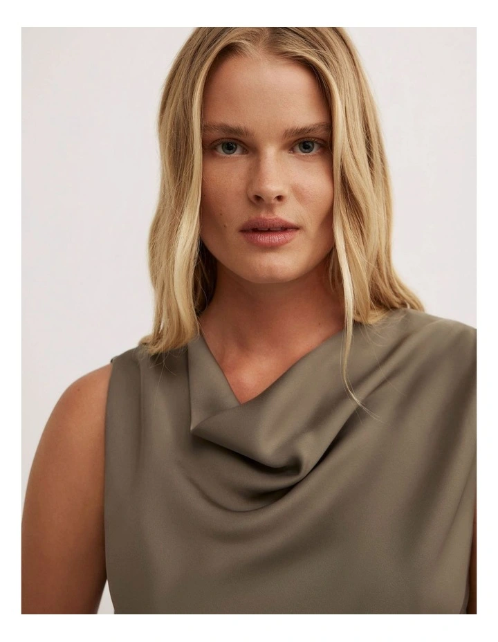 Soft Cowl Tank Top in Deep Sage image 3