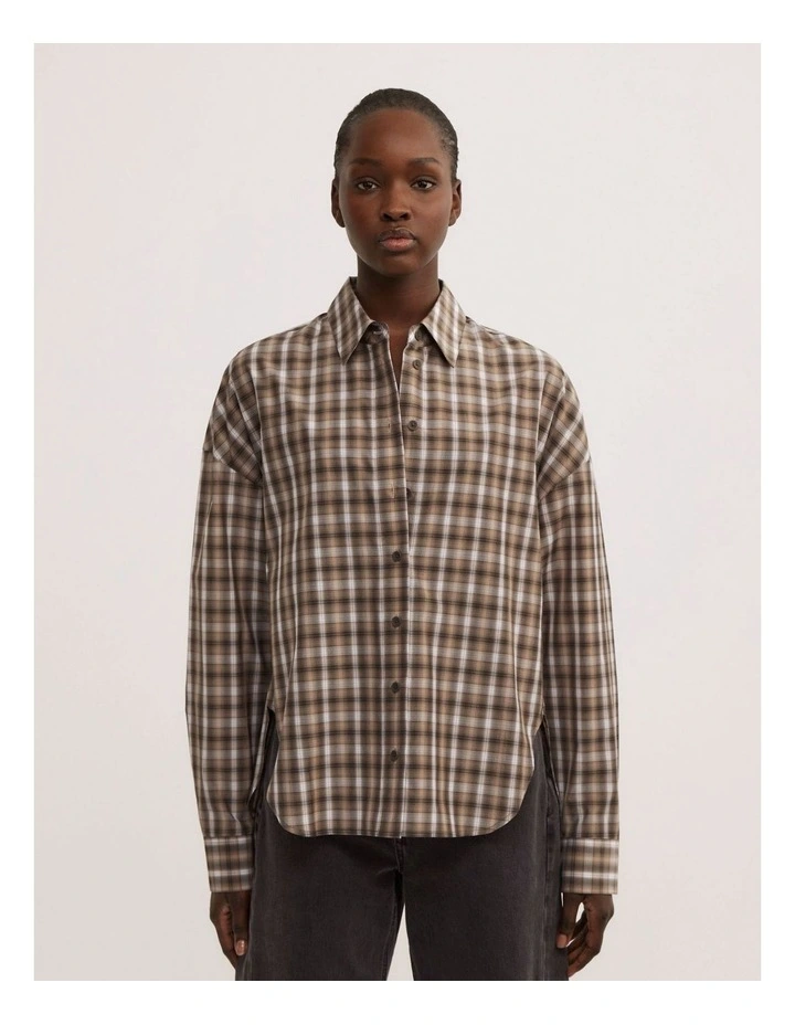 Check Shirt in Khaki image 1