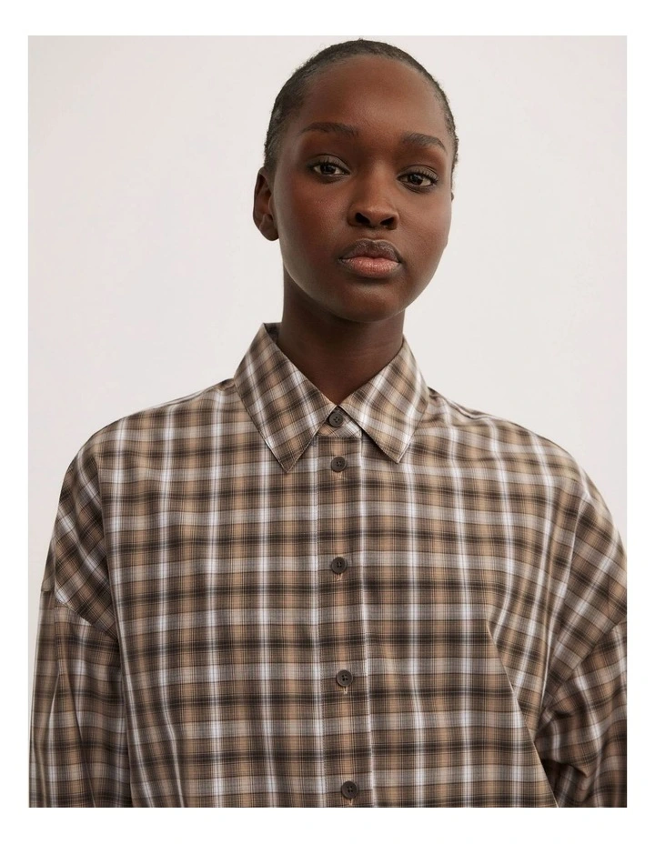 Check Shirt in Khaki image 3