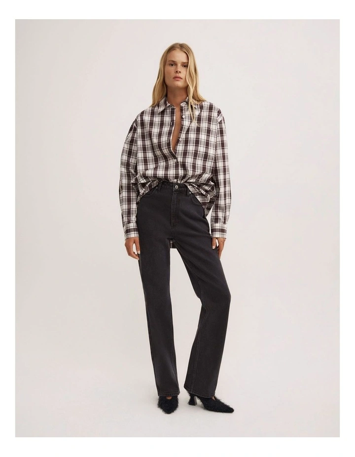 Asymmetric Shirt in Brown Check image 2