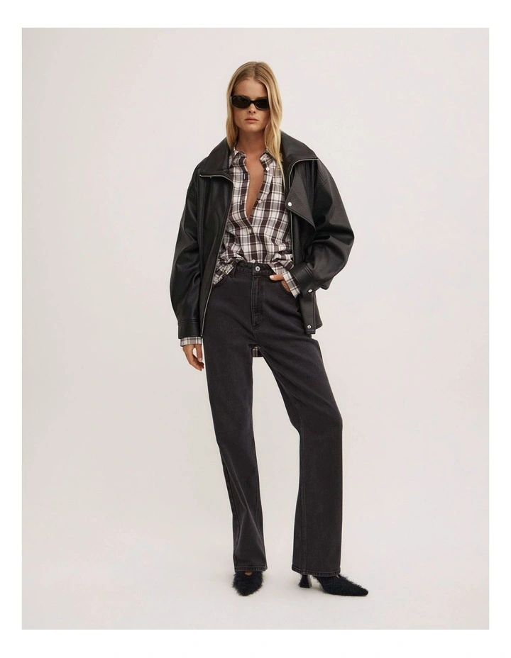 Asymmetric Shirt in Brown Check image 5