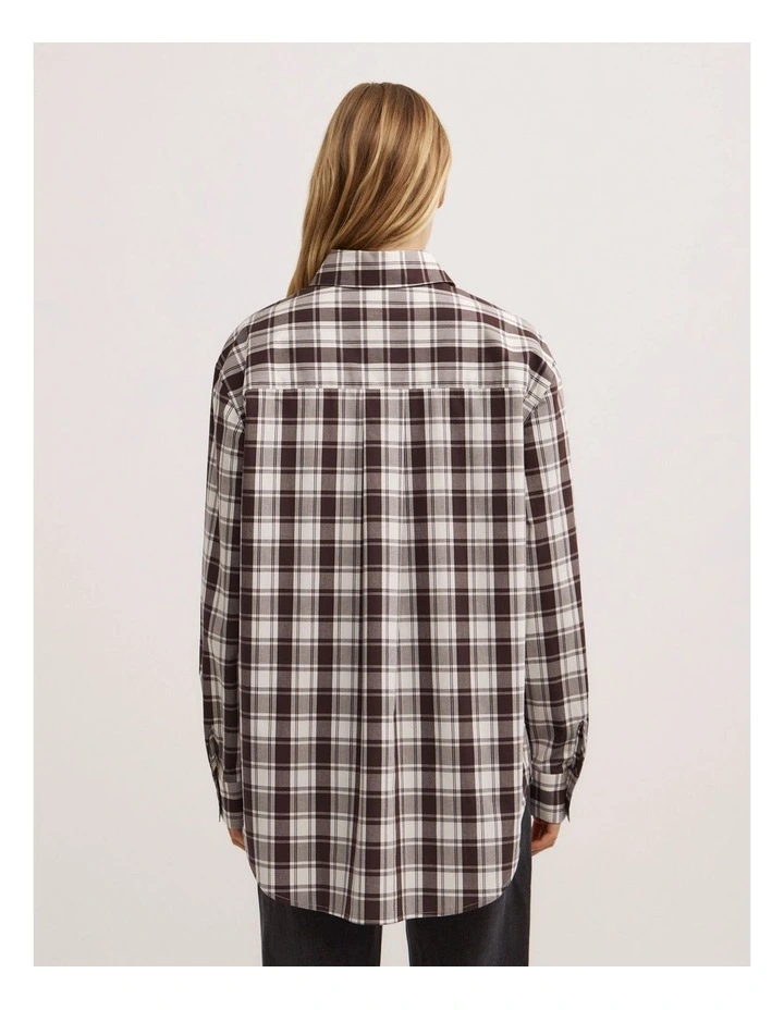 Asymmetric Shirt in Brown Check image 6
