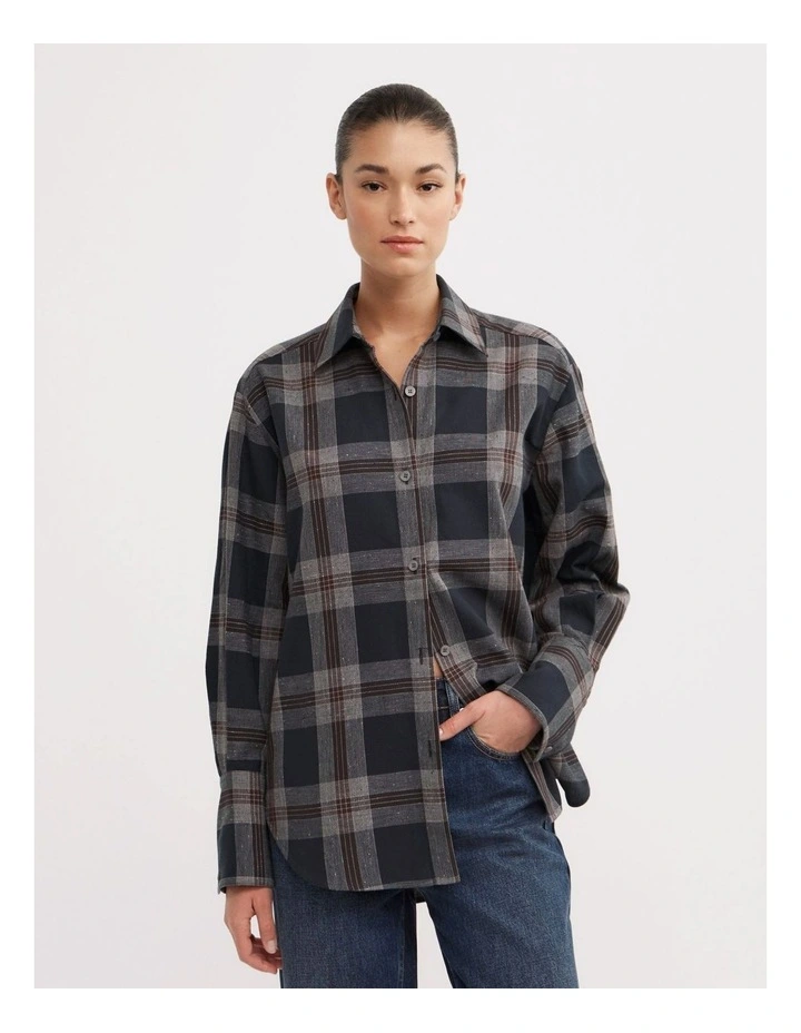 Relaxed Check Shirt in Charcoal Check image 1