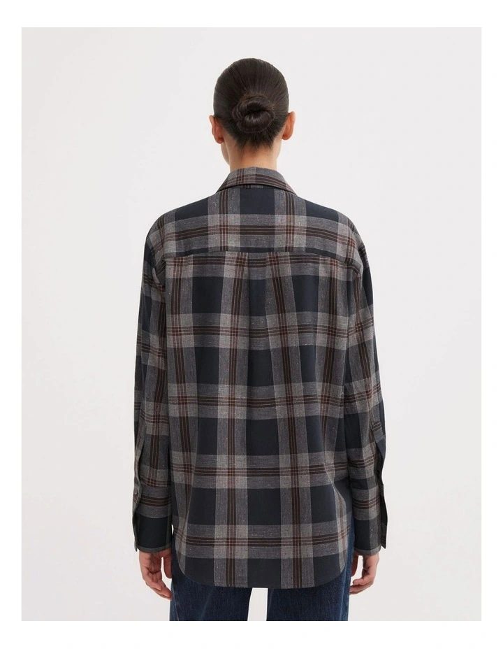 Relaxed Check Shirt in Charcoal Check image 5