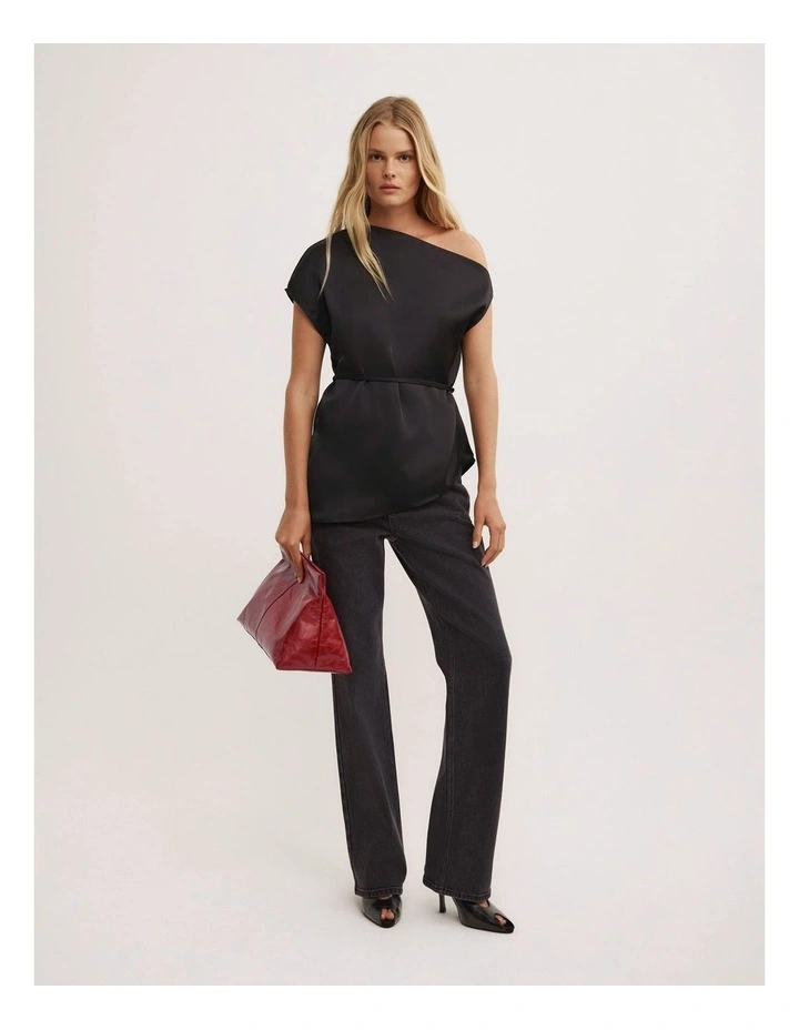 Tipped Shoulder Top in Black image 2