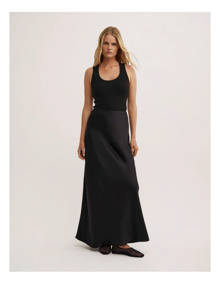 Bias Slip Skirt in Black image 1