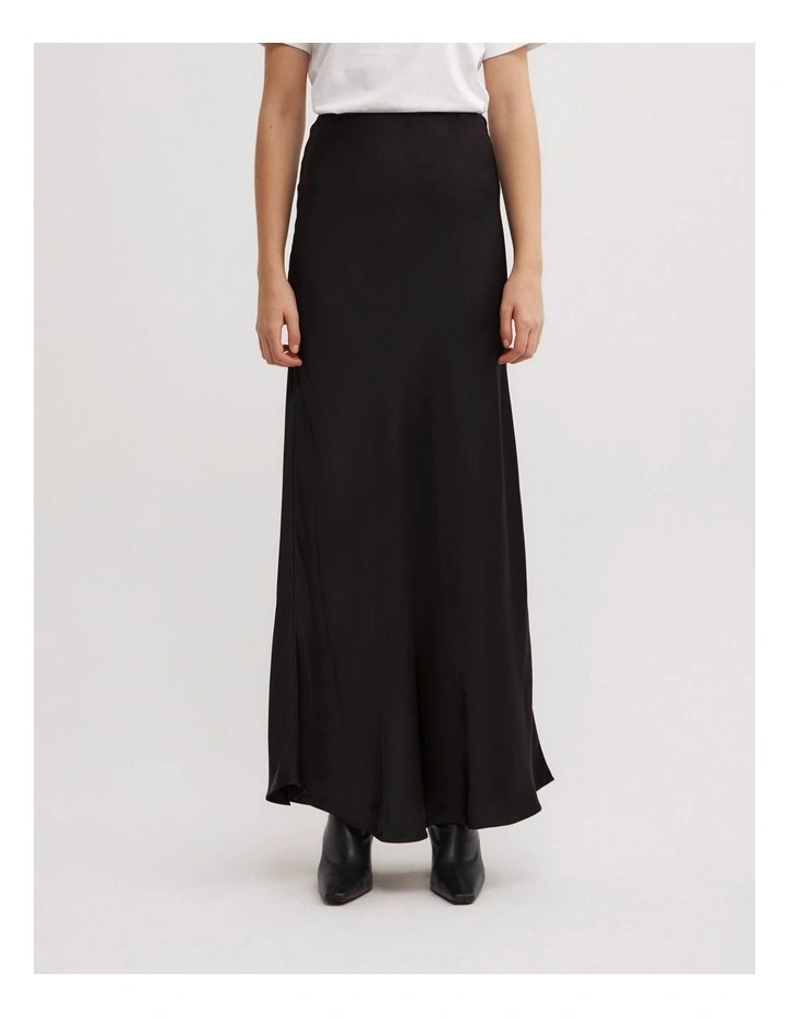Bias Slip Skirt in Black image 2