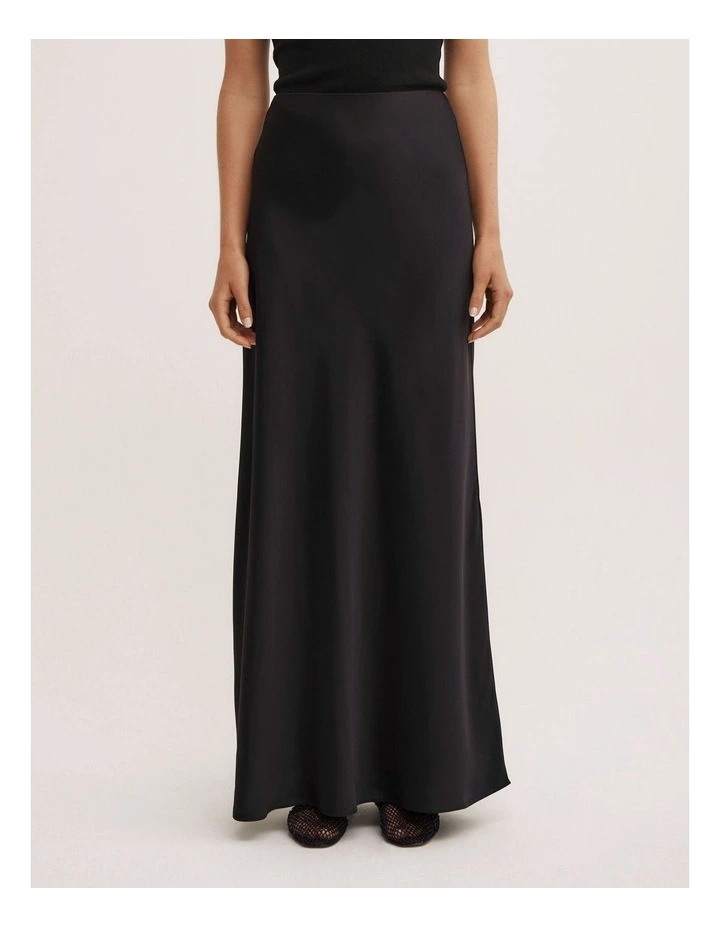 Bias Slip Skirt in Black image 2