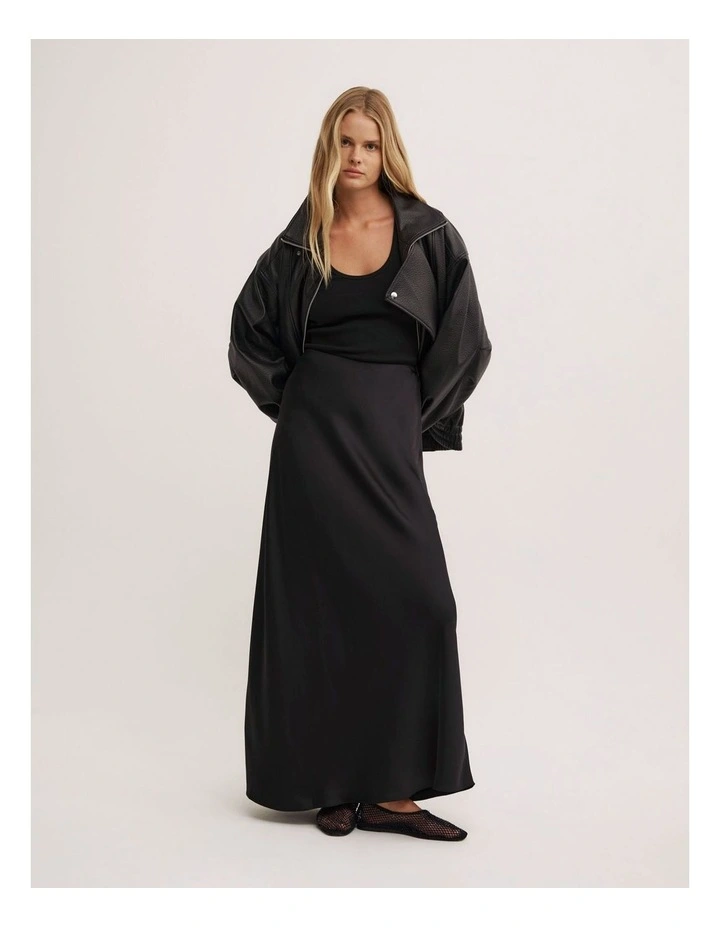 Bias Slip Skirt in Black image 3