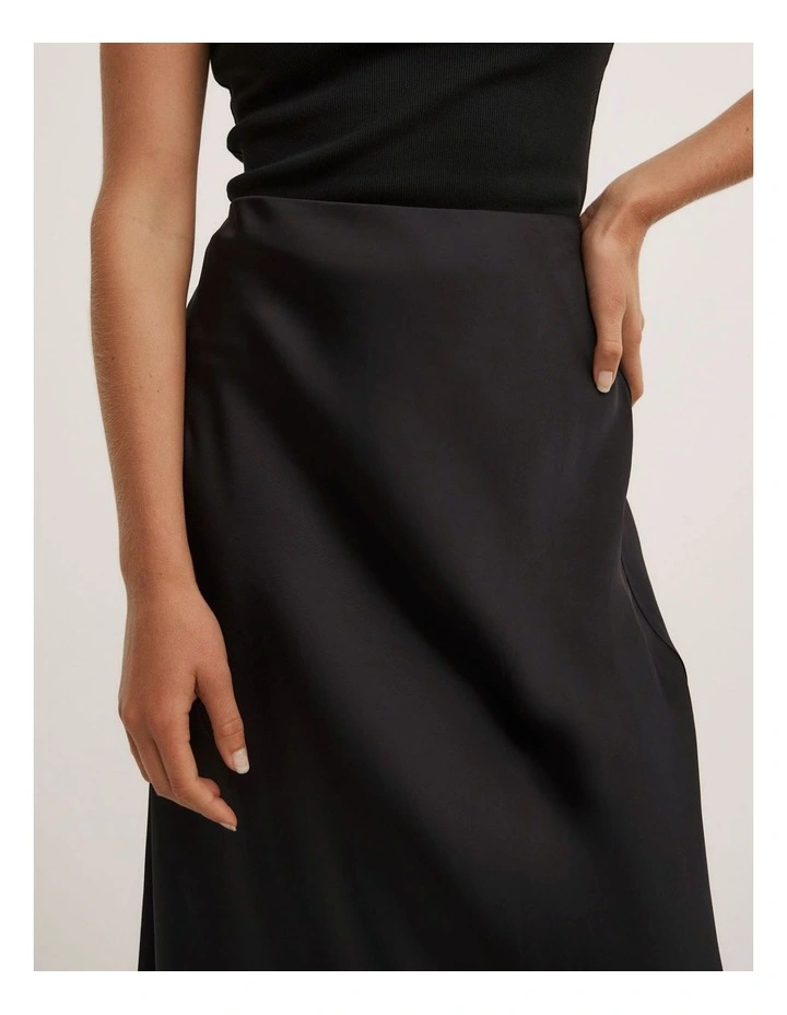 Bias Slip Skirt in Black image 4