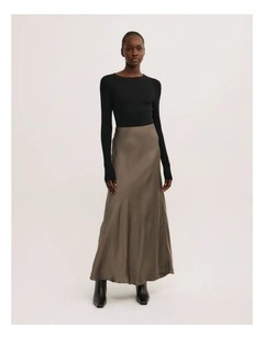 Bias Slip Skirt in Deep Sage