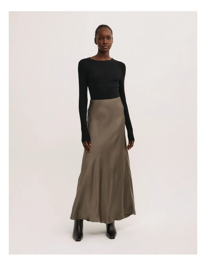 Bias Slip Skirt in Deep Sage image 1