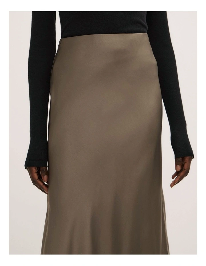 Bias Slip Skirt in Deep Sage image 3