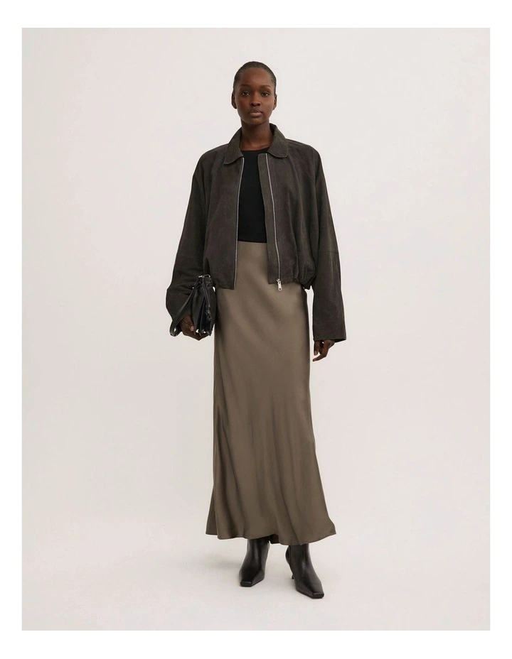 Bias Slip Skirt in Deep Sage image 4