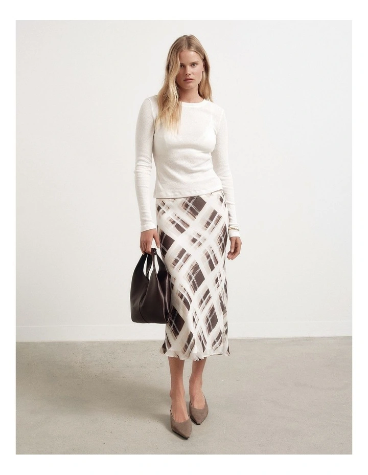 Check Midi Skirt in Painterly Check image 2