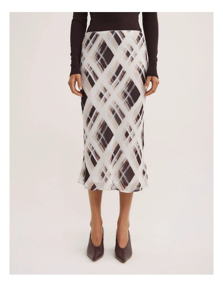 Check Midi Skirt in Painterly Check image 3