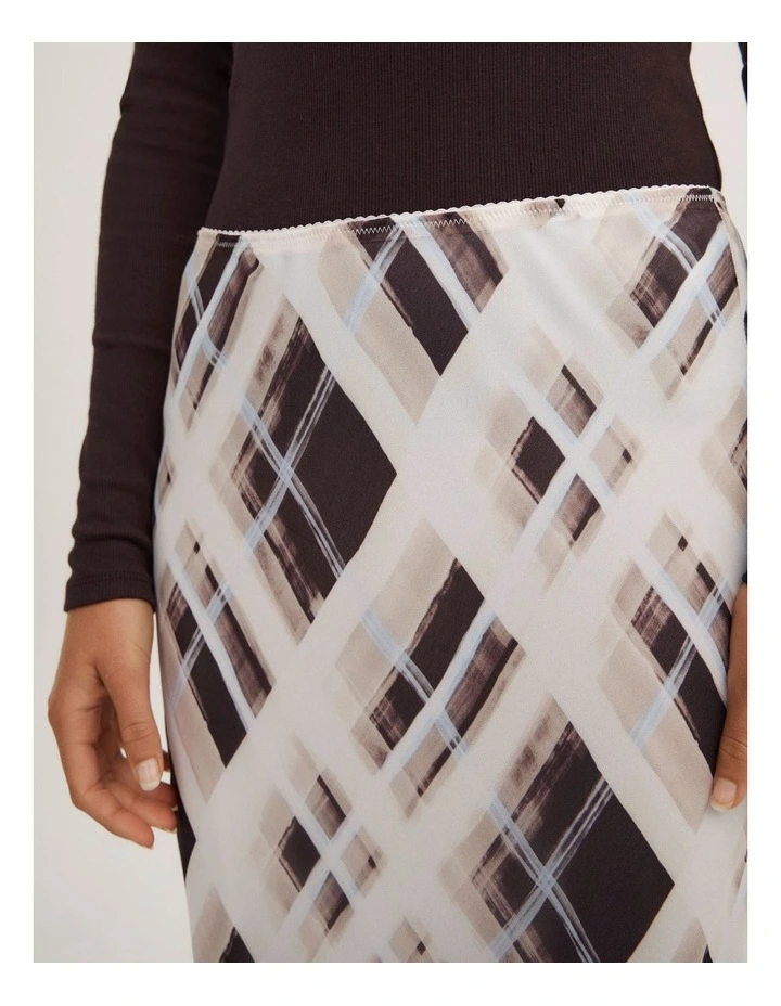 Check Midi Skirt in Painterly Check image 4