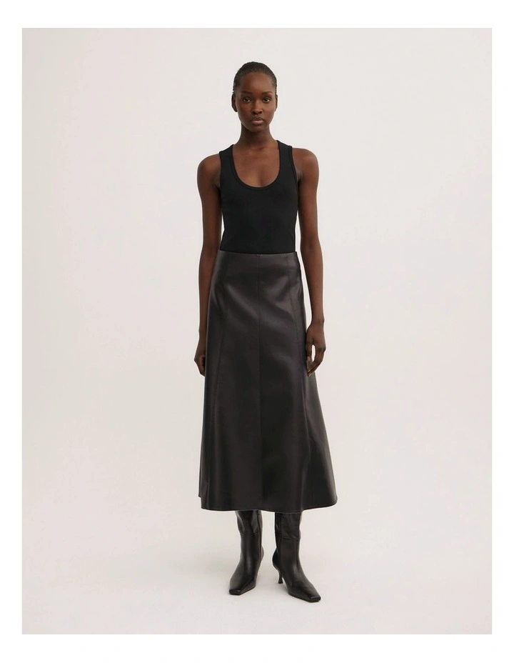 Pu Panel Skirt in Black image 1