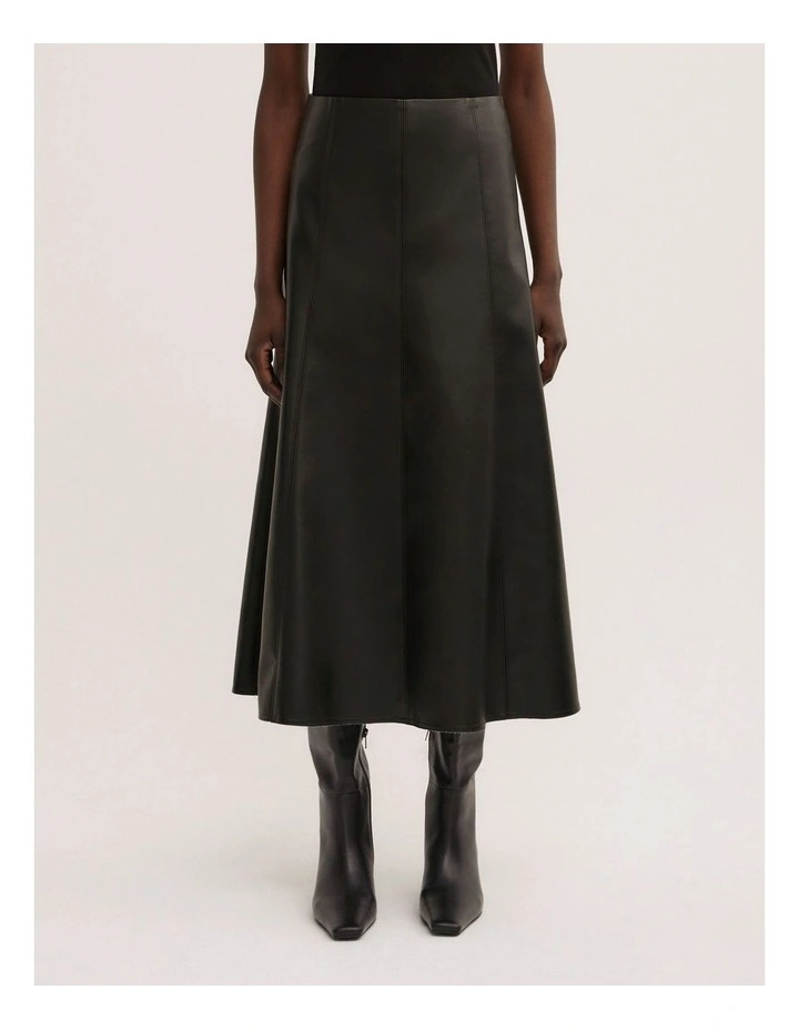 Pu Panel Skirt in Black image 2