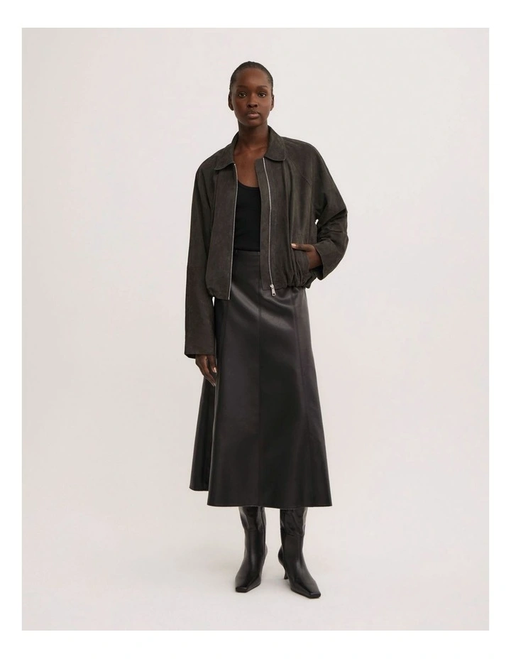 Pu Panel Skirt in Black image 3