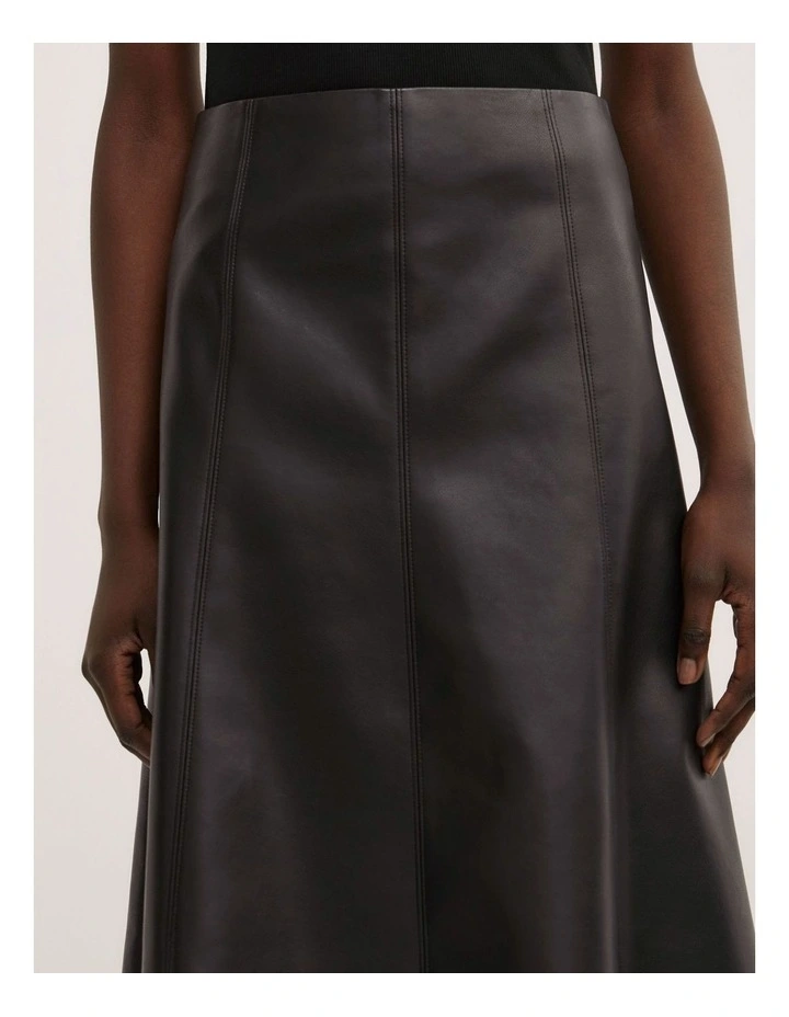 Pu Panel Skirt in Black image 4