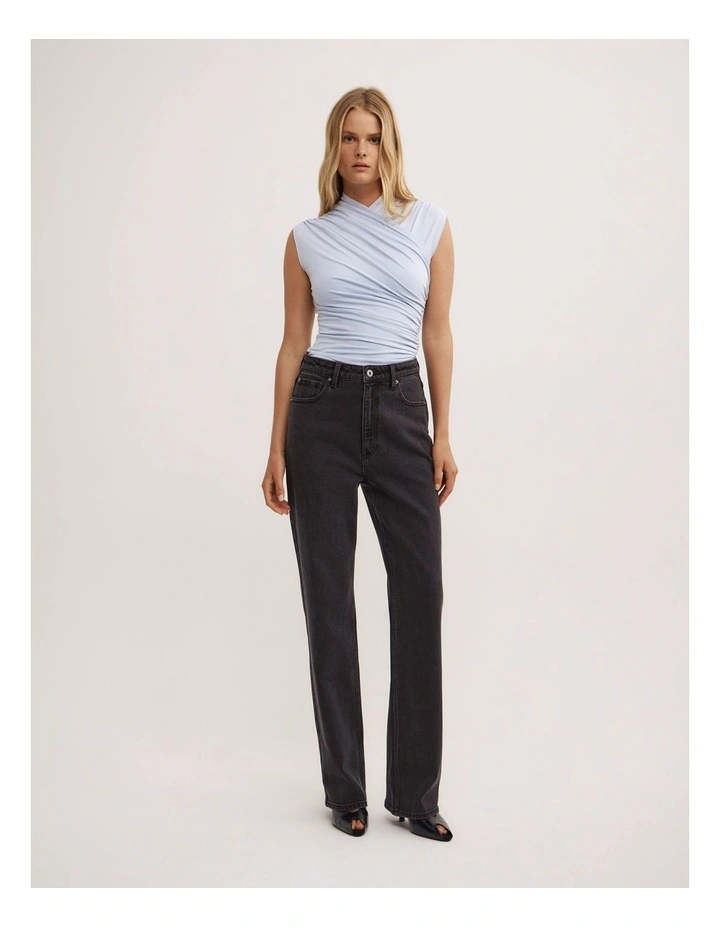 Gather Wrap Bodysuit in Pale Blue image 2