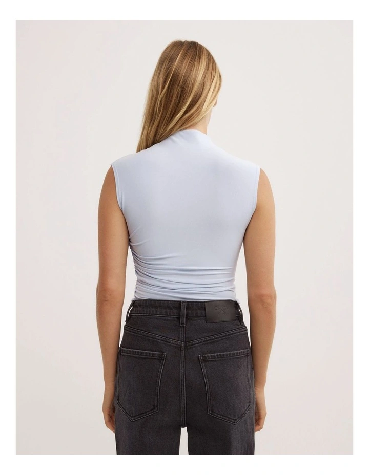 Gather Wrap Bodysuit in Pale Blue image 6