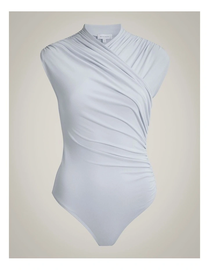 Gather Wrap Bodysuit in Pale Blue image 7