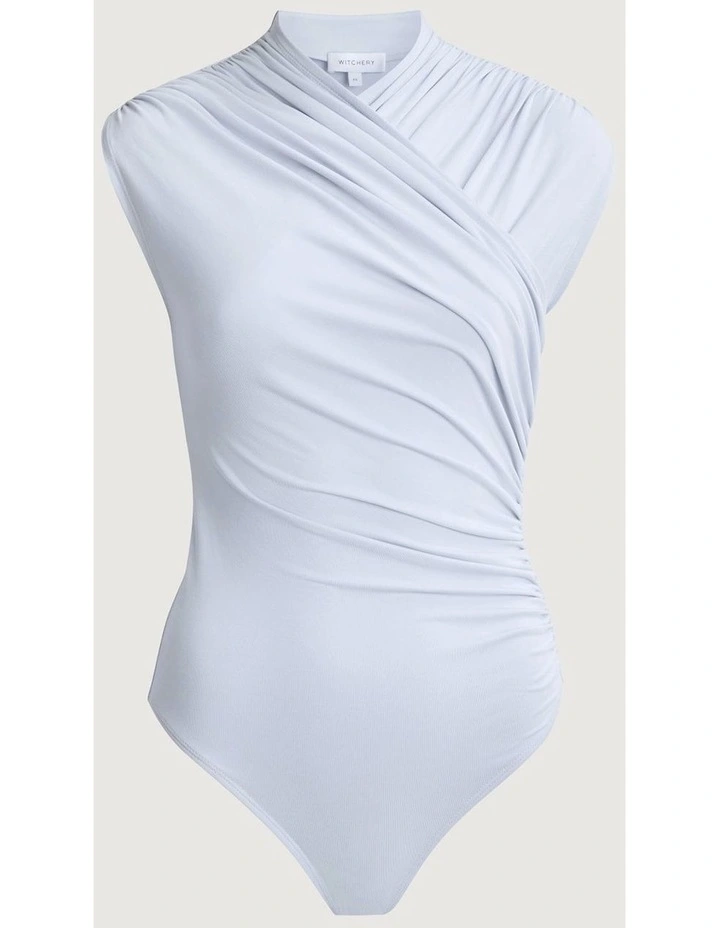 Gather Wrap Bodysuit in Pale Blue image 7