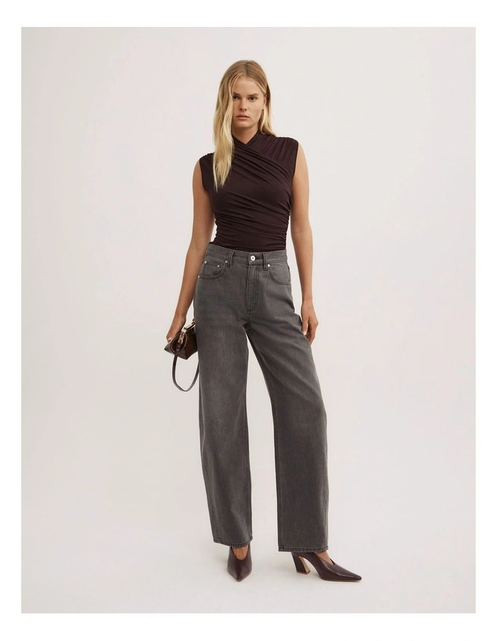 Gather Wrap Bodysuit in Espresso image 2