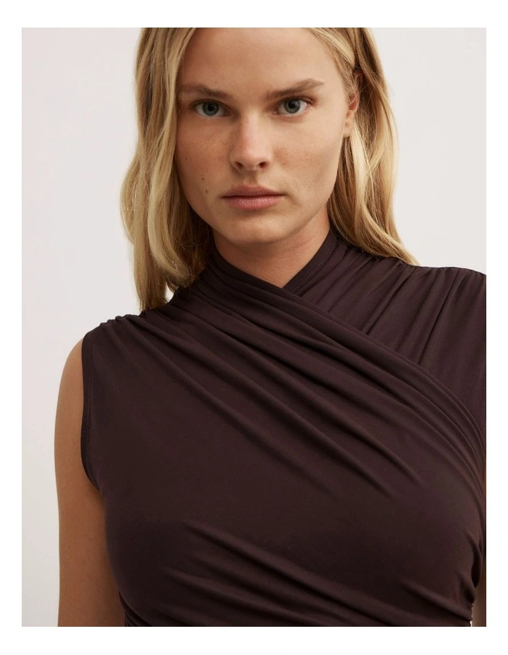 Gather Wrap Bodysuit in Espresso image 3