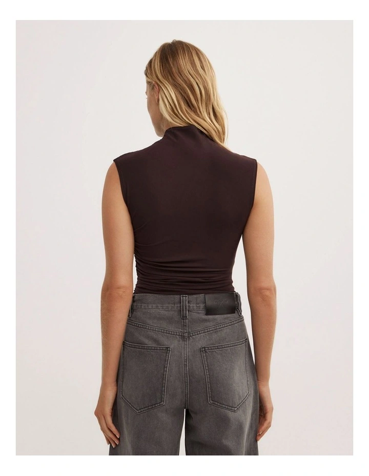 Gather Wrap Bodysuit in Espresso image 5