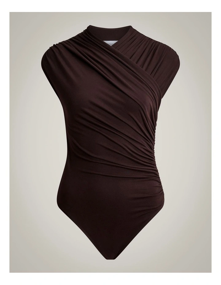 Gather Wrap Bodysuit in Espresso image 6