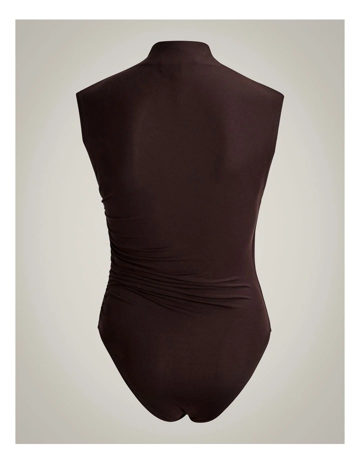 Gather Wrap Bodysuit in Espresso image 7