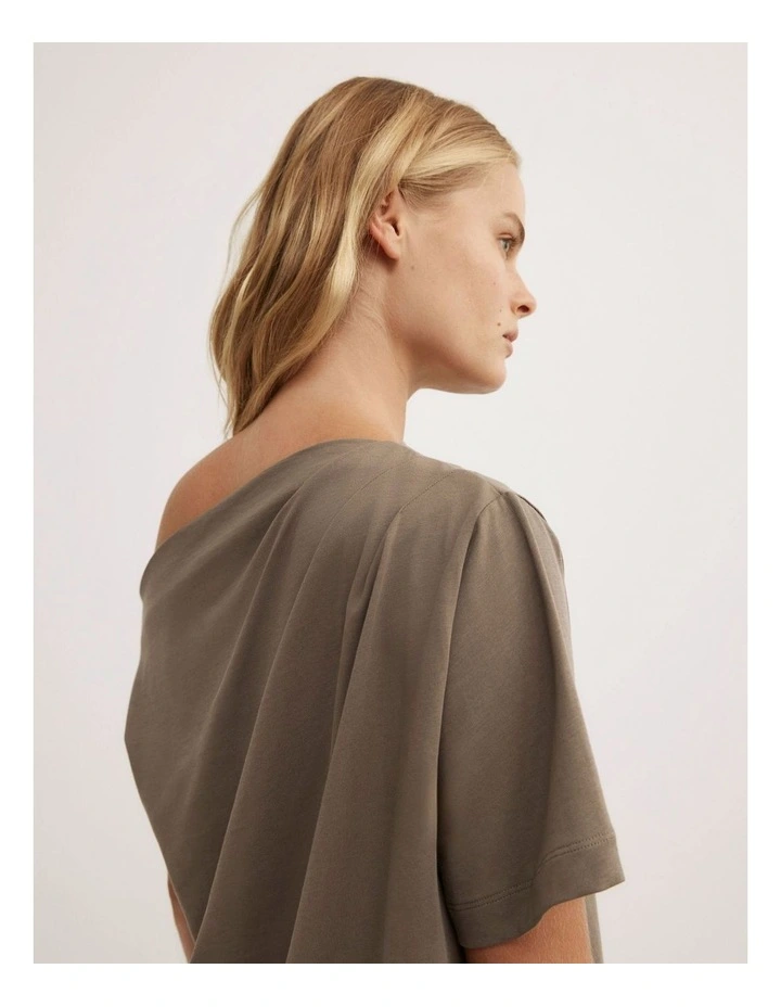 Asymmetric Relaxed T-shirt in Deep Sage image 4